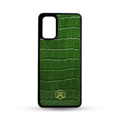 Samsung Galaxy S20 Plus Cover in Green Embossed Crocodile Leather