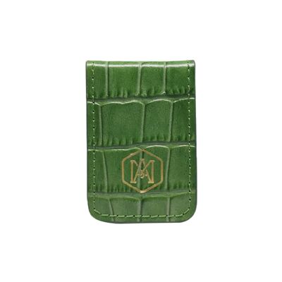 Green Embossed Crocodile Leather Money Clip