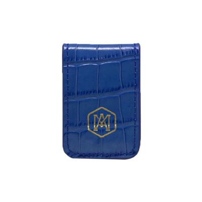 Blue Embossed Crocodile Leather Money Clip