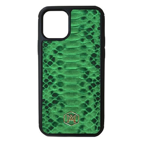 Cover Iphone 12 Mini in pelle di Pitone Verde