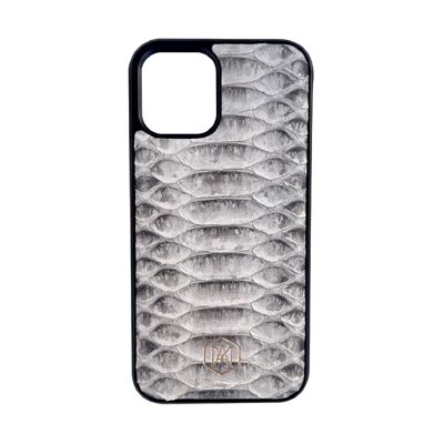 Cover Iphone 12 Mini in pelle di Pitone Bianca