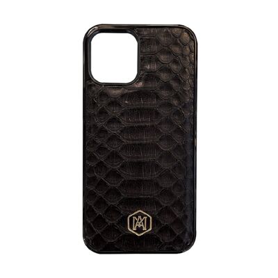 Cover Iphone 12 in pelle di Pitone Nera