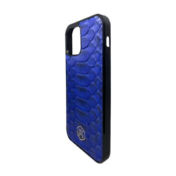 Coque Iphone 12 en cuir Python Bleu 3