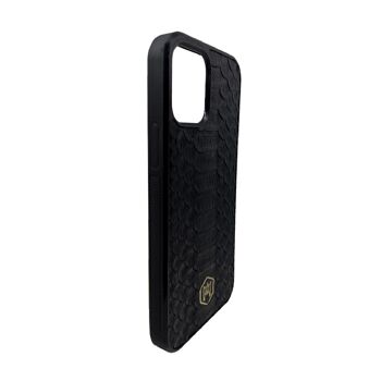 Coque Iphone 12 Pro en cuir Python Noir 3