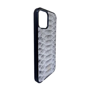 Coque Iphone 12 Pro en cuir Python Blanc 3