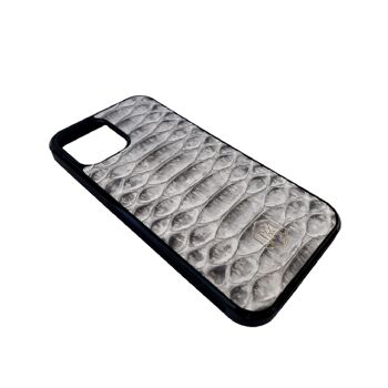 Coque Iphone 12 Pro en cuir Python Blanc 4