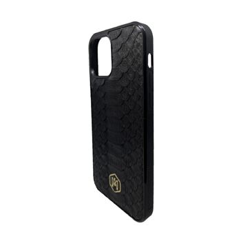 Coque Iphone 12 Pro Max en Cuir Python Noir 3