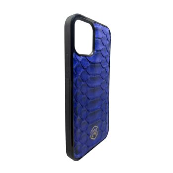 Coque Iphone 12 Pro Max en cuir Python Bleu 2