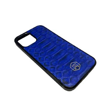 Coque Iphone 12 Pro Max en cuir Python Bleu 5