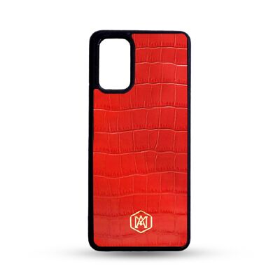 Coque Samsung Galaxy S21 en cuir de crocodile rouge embossé