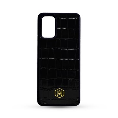 Coque Samsung Galaxy S21 Plus en Cuir Crocodile Embossé Noir