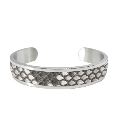 Silver and White Python Leather Bracelet