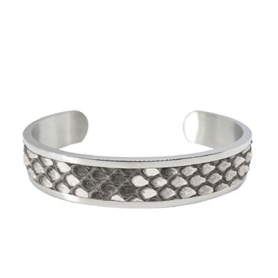 Pulsera de plata y piel de pitón blanca