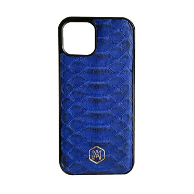 Cover Iphone 13 in pelle di Pitone Blu