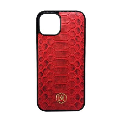 Coque Iphone 13 en cuir Python Rouge