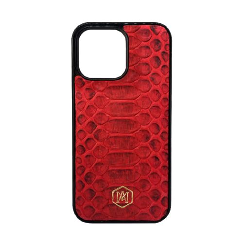 Cover Iphone 13 Pro in pelle di Pitone Rossa