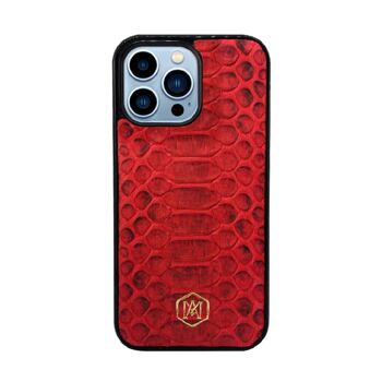 Coque Iphone 13 Pro en cuir Python Rouge 3