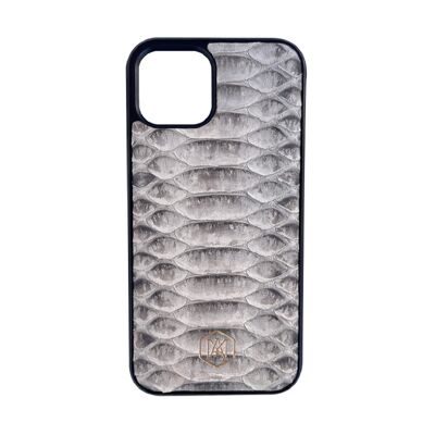 Iphone 13 Mini Cover in White Python leather