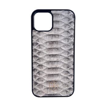 Coque Iphone 13 Mini en Cuir Python Blanc 1