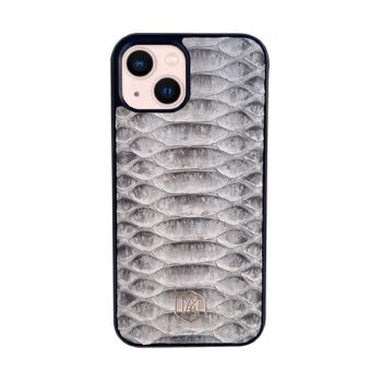 Coque Iphone 13 Mini en Cuir Python Blanc 2