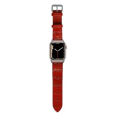 Correa Apple Watch roja - interior marrón