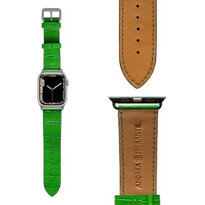Green Apple Watch Band - Brown Interior