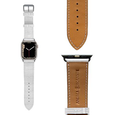 Bracelet Apple Watch Blanc - Intérieur Marron