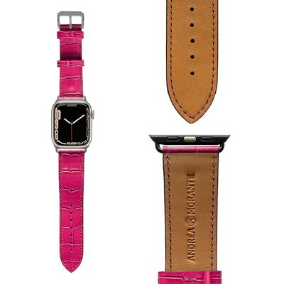 Correa rosa para Apple Watch - Interior marrón