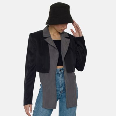 Blazer, gray black, vegan silk