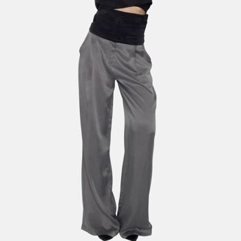 Pantalon, taille haute, gris noir 2