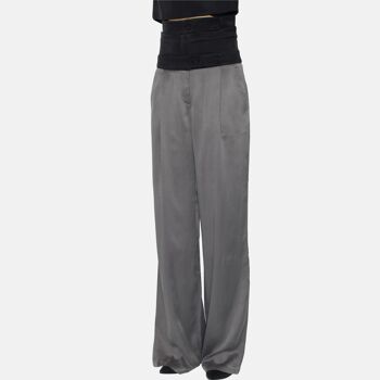 Pantalon, taille haute, gris noir 3