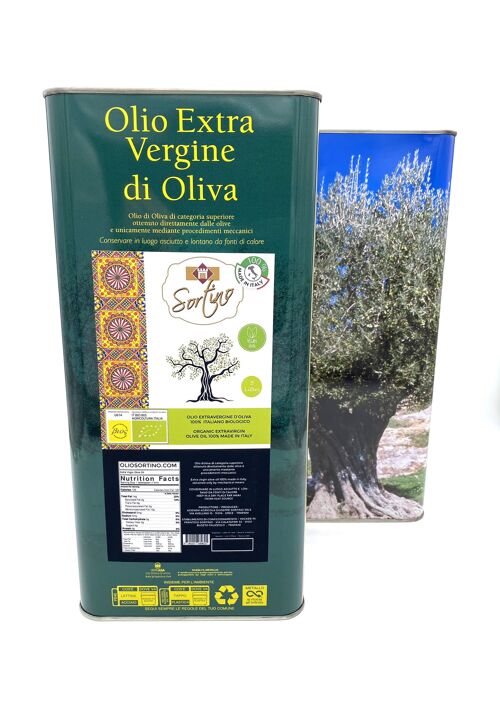 Olio Extravergine d'oliva Biologico  100% Made in Italy - Lattina da 5 litri