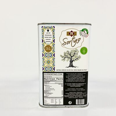 Olio Extravergine d'oliva Biologico  100% Made in Italy - Lattina da 1 litro
