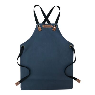 XAPRON - Tablier cuir KANSAS - taille ENFANT 50 cm long - col Blue