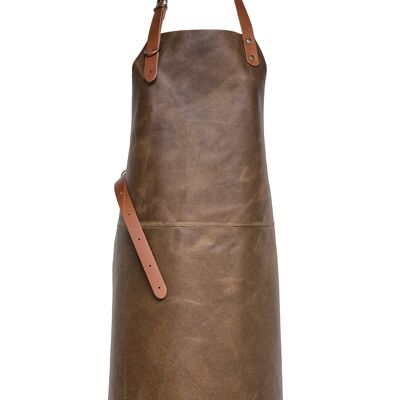 XAPRON - Tablier cuir TENNESSEE - taille unique L/82 cm long - col Rust