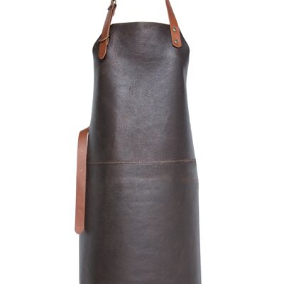 XAPRON - Tablier cuir TENNESSEE - taille unique L/82 cm long - col Brown