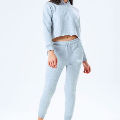 HYPE GREY KIDS CROP PULLOVER TRACKSUIT