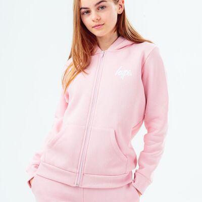 HYPE GIRLS PINK SCRIPT ZIP KIDS HOODIE