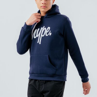 HYPE UNISEX KIDS NAVY SCRIPT HOODIE