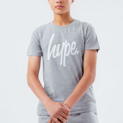 HYPE UNISEX KIDS GREY MARL SCRIPT T-SHIRT