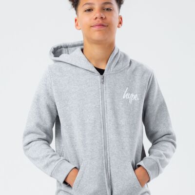 HYPE UNISEX KIDS GREY MARL SCRIPT ZIP HOODIE