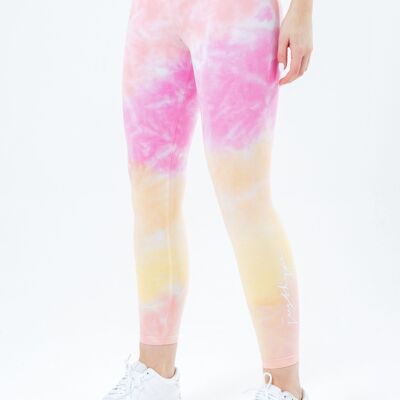 HYPE PINK TIE DYE SCRIBBLE LOGO WOMEN'S LEGGINGS