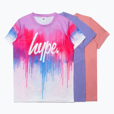 HYPE THREE PACK LILAC/PINK/DRIP KIDS T-SHIRT