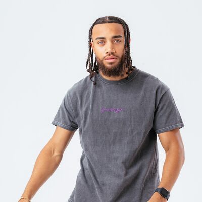 HYPE CHARCOAL SCRIBBLE LOGO EMBROIDERY MEN'S T-SHIRT