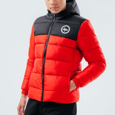 HYPE RED COLOUR BLOCK KIDS PUFFER JACKET