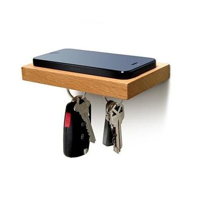 PLANK Wooden Floating Shelf with a Magnetic Underside for Mobile & Keys Storage