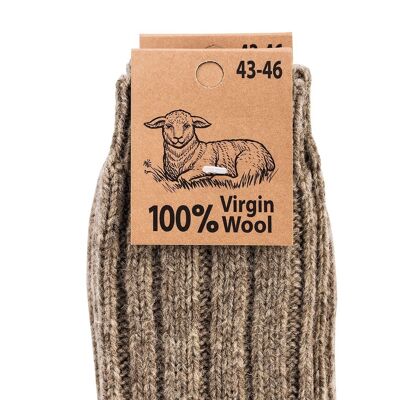 2 paires de chaussettes 100% laine "Virgin Wool" - Tan