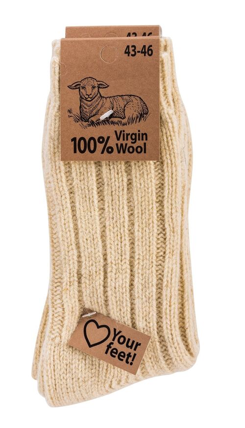 2 pairs of 100% wool socks "Virgin Wool" - Cornsilk