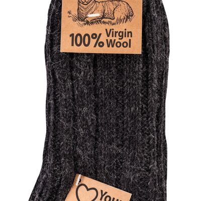 2 pares de calcetines 100% lana "Lana Virgen" - Gris Oscuro