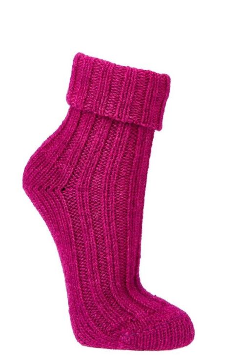 2 Paar Bunte Alpaka Socken "Color" - Medium Violet Red